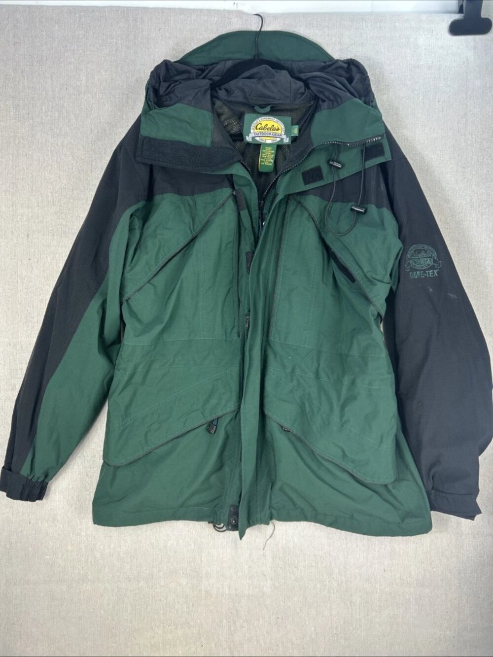 Vintage Cabela's Gore-Tex Mens Green Black Hunting Jacket Outdoor Gear Size L
